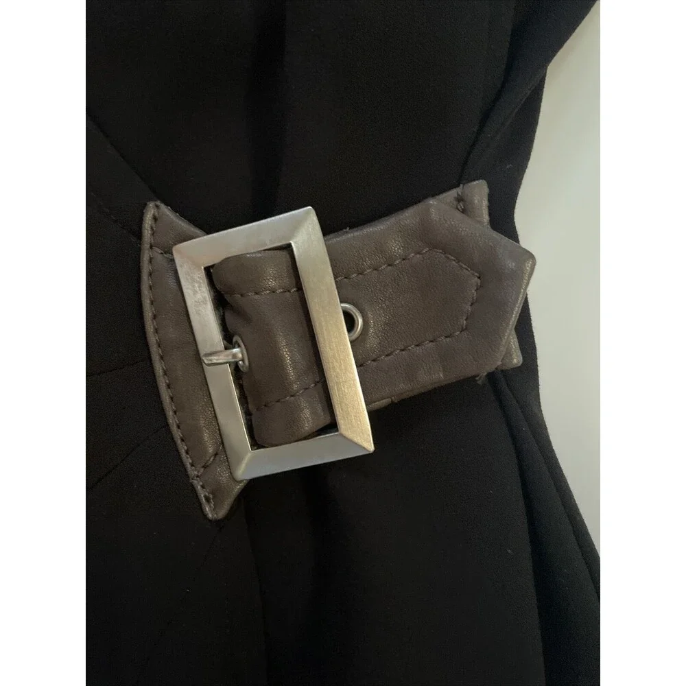 St. John Dress Women’s 10 Black Wrap V-Neck 3/4 Sleeves Silk Lining Buckle Sz4 - Picture 8 of 9